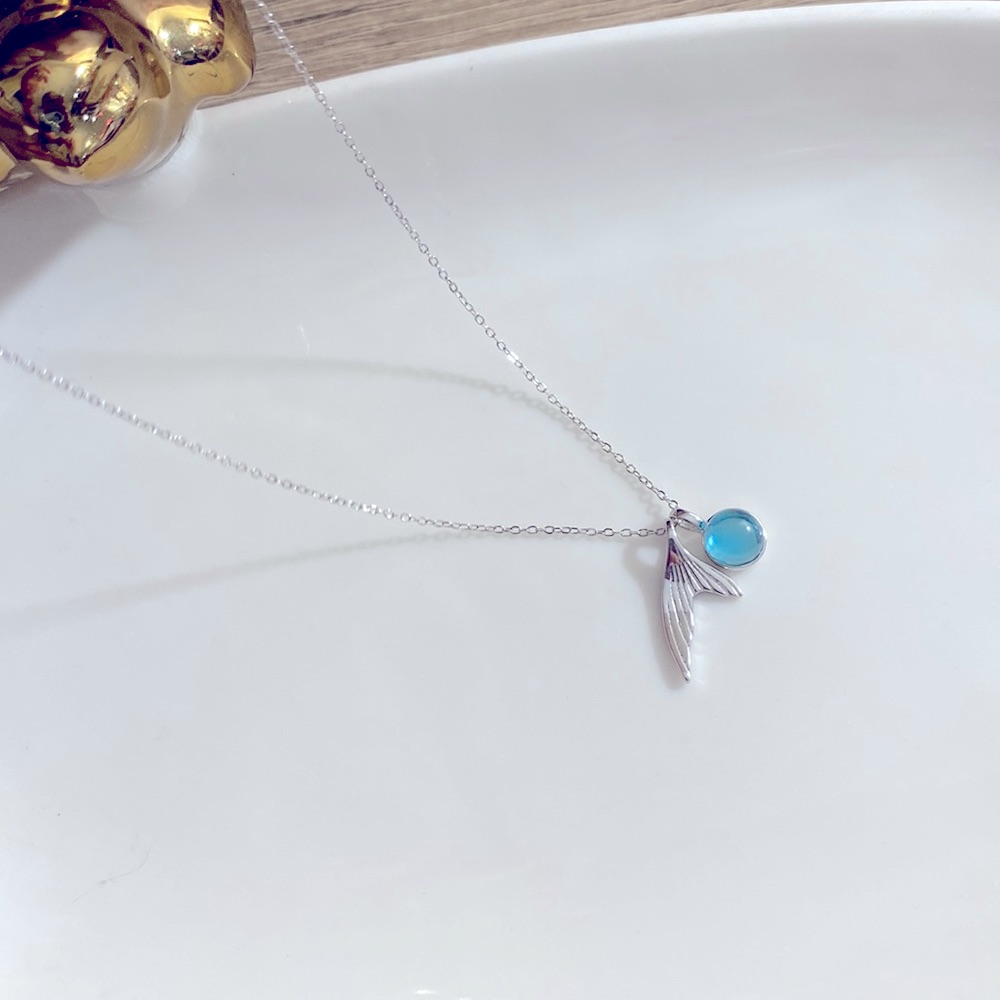 Mermaid Pendant Necklace Platinum Over S925 New